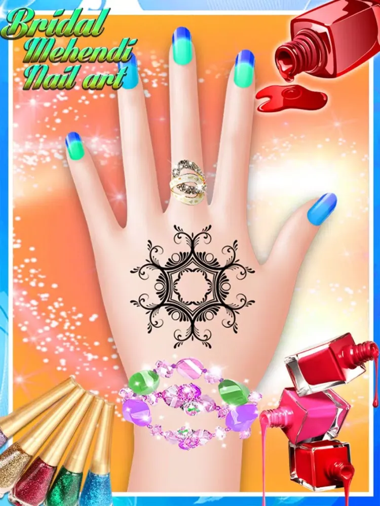 Bridal Mehndi and Nail Art - Manicure mehndi designer games for girls iPad  Screenshots