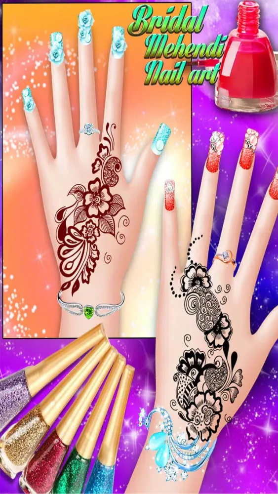 Bridal Mehndi and Nail Art - Manicure mehndi designer games for girls Screenshots