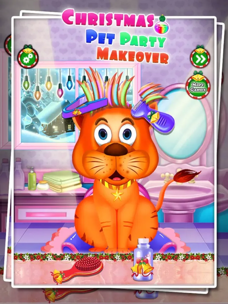 Tangkapan skrin Christmas Pet Party Hair Salon - Spa Makeover Game iPad 
