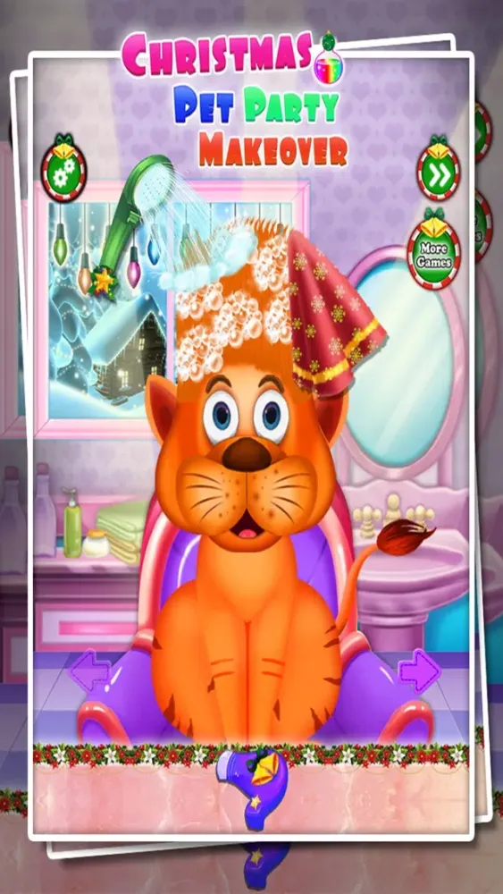 Tangkapan skrin Christmas Pet Party Hair Salon - Spa Makeover Game