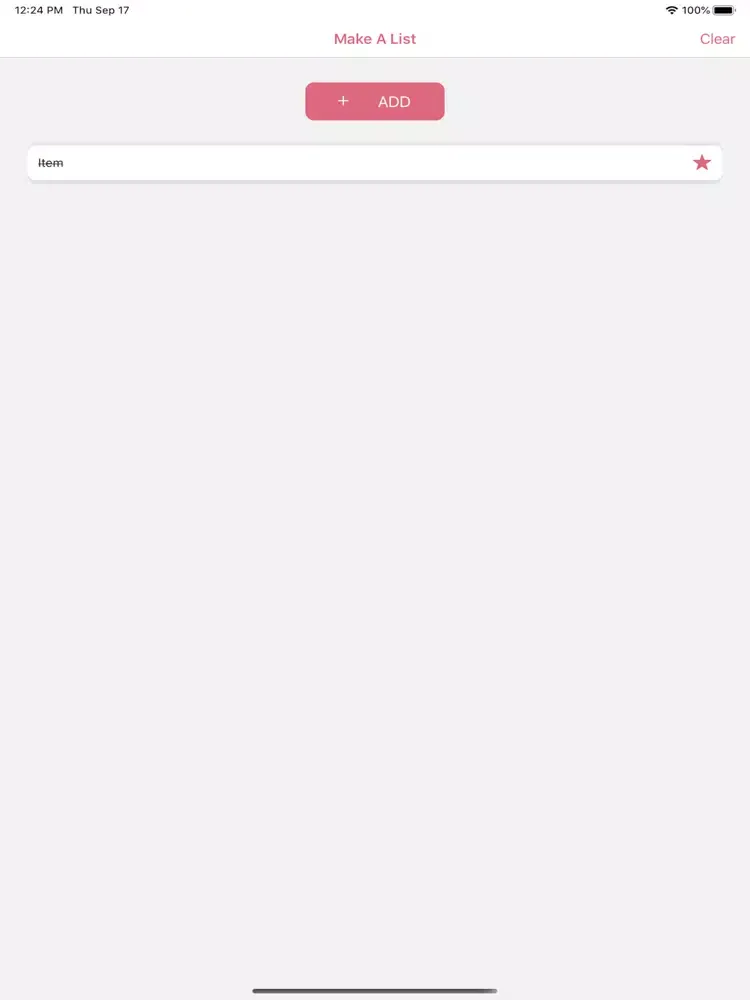 Ảnh chụp màn hình của Make A List iPad 