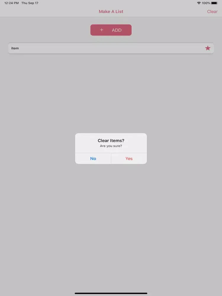 Ảnh chụp màn hình của Make A List iPad 