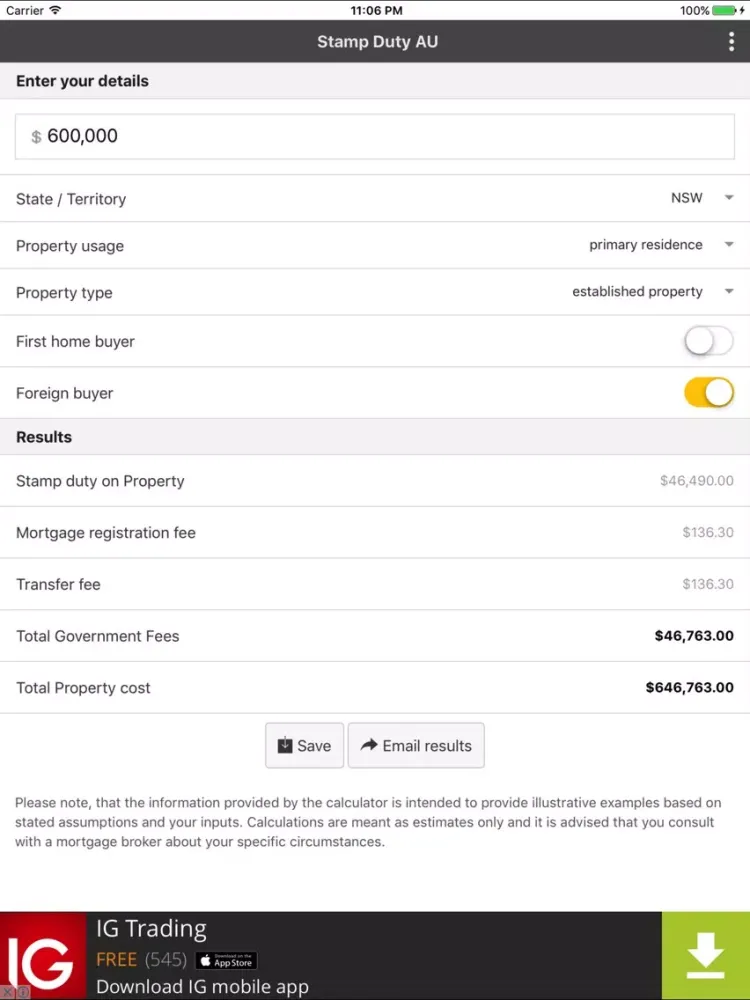 Stamp Duty Calculator AU iPad 應用截圖