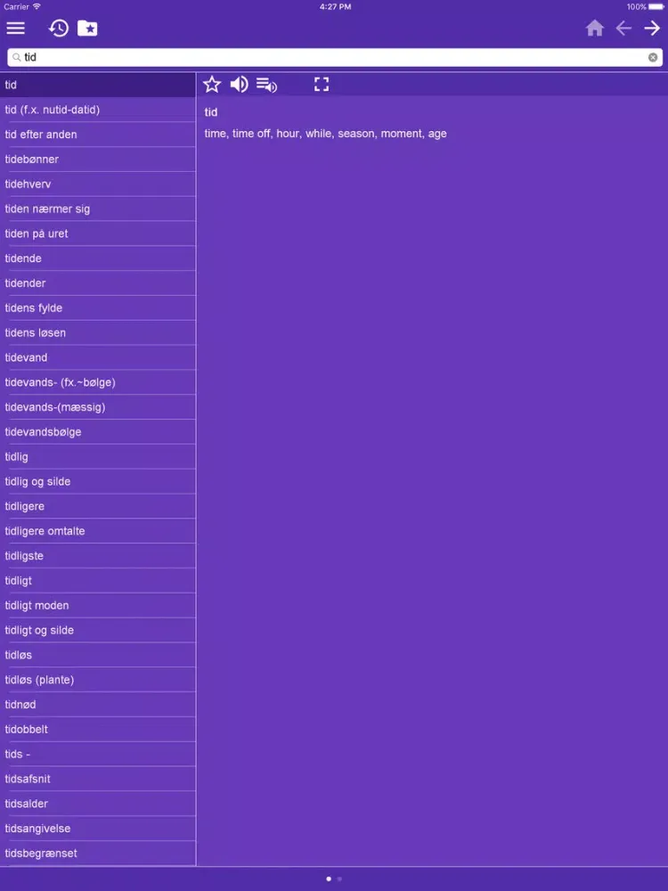 English Danish Dictionary Free iPad  Screenshots