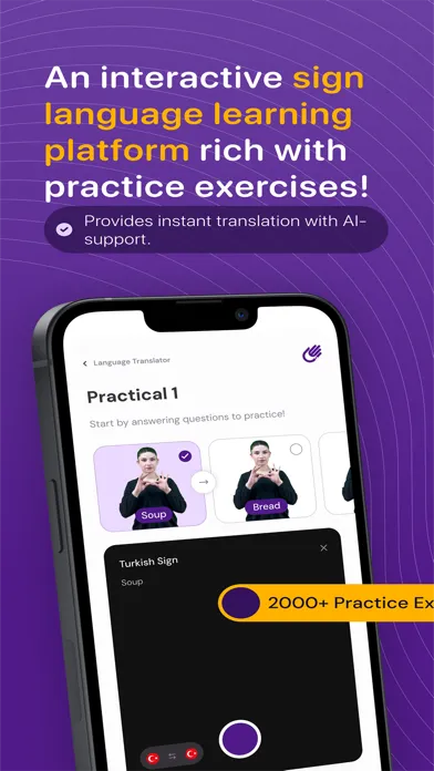 Capturas de tela do SignForDeaf Practice