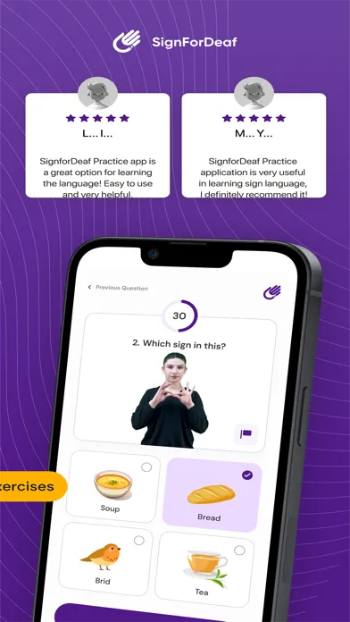 Capturas de tela do SignForDeaf Practice