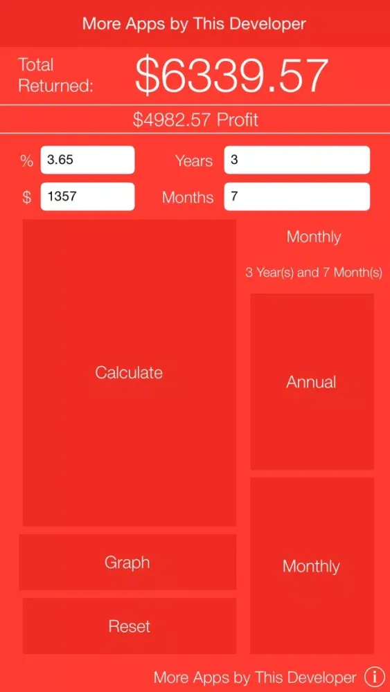 ภาพหน้าจอของ Compound Interest Calculator with Graph