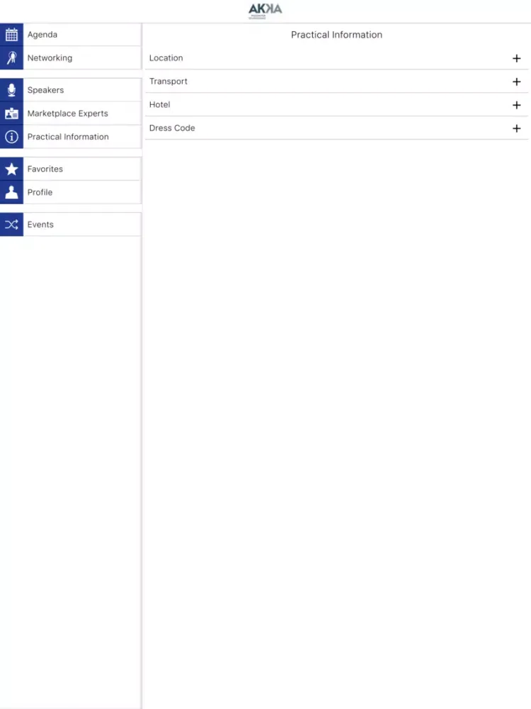AKKA Events iPad  スクリーンショット