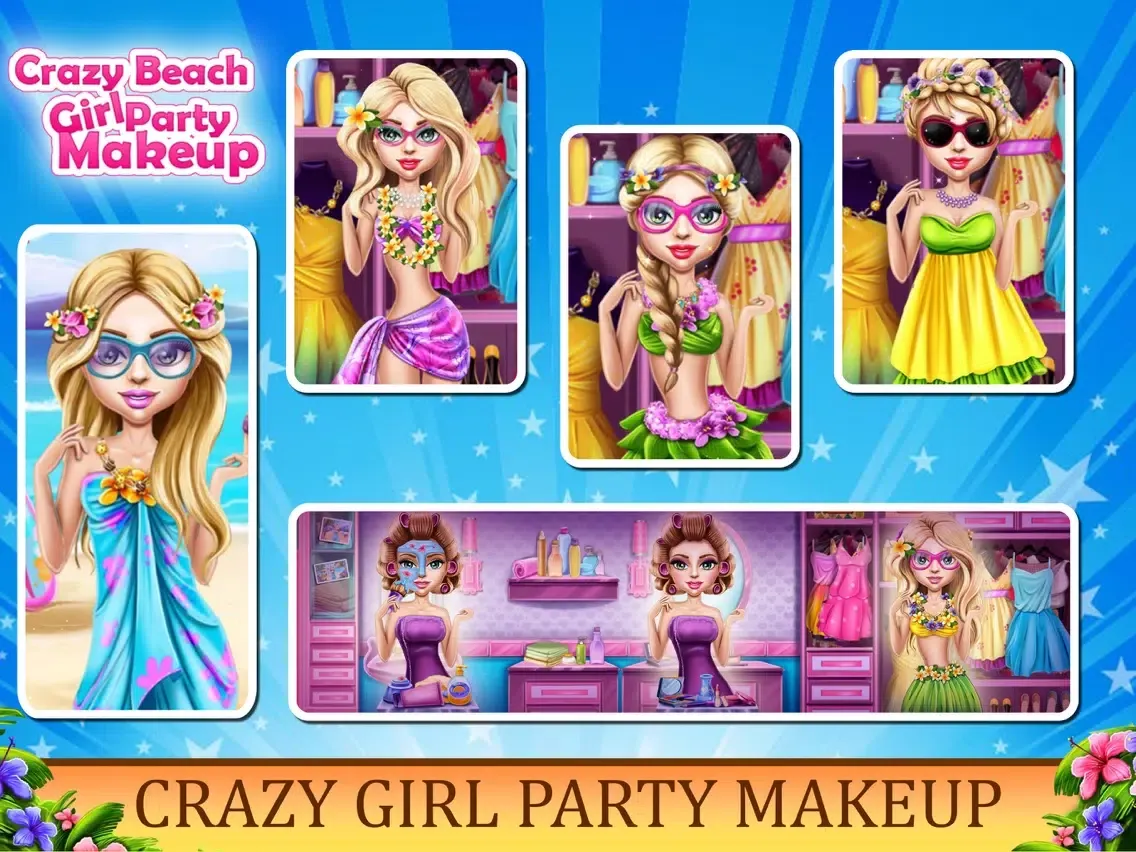 Crazy Beach Girl Party Makeup iPad  Screenshots