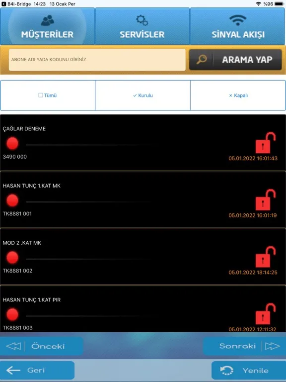 TIM Güv. Alarm Sinyal Takibi iPad  スクリーンショット