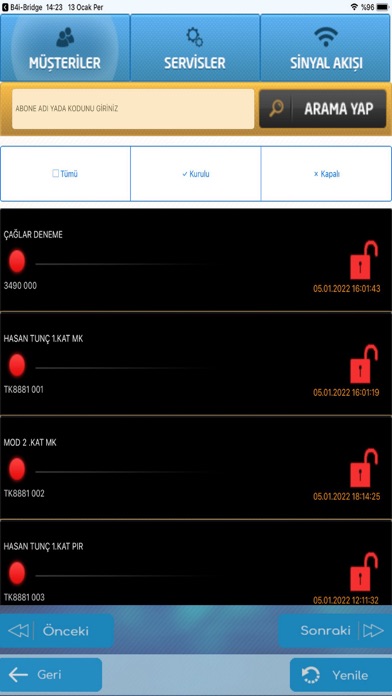 Capturas de tela do TIM Güv. Alarm Sinyal Takibi