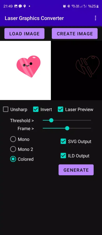 ภาพหน้าจอของ Laser Graphics Converter