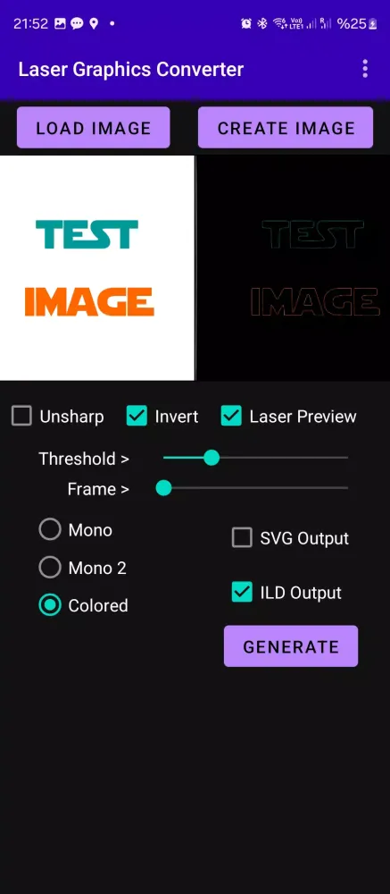 ภาพหน้าจอของ Laser Graphics Converter