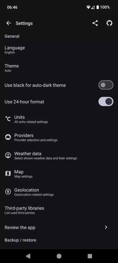 OSS Weather Screenshots