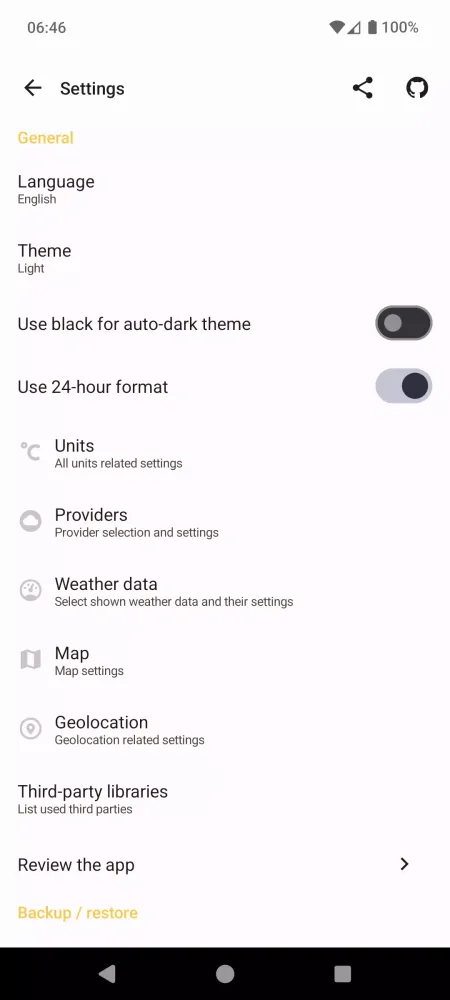 OSS Weather Screenshots