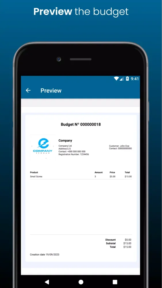 Orders & Budgets in PDF Screenshots