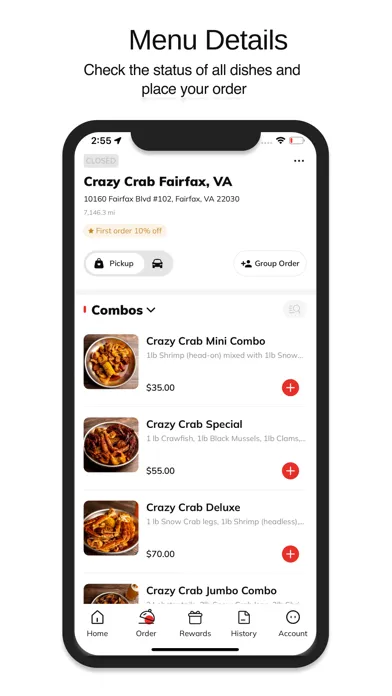 Capturas de tela do Crazy Crab Restaurant