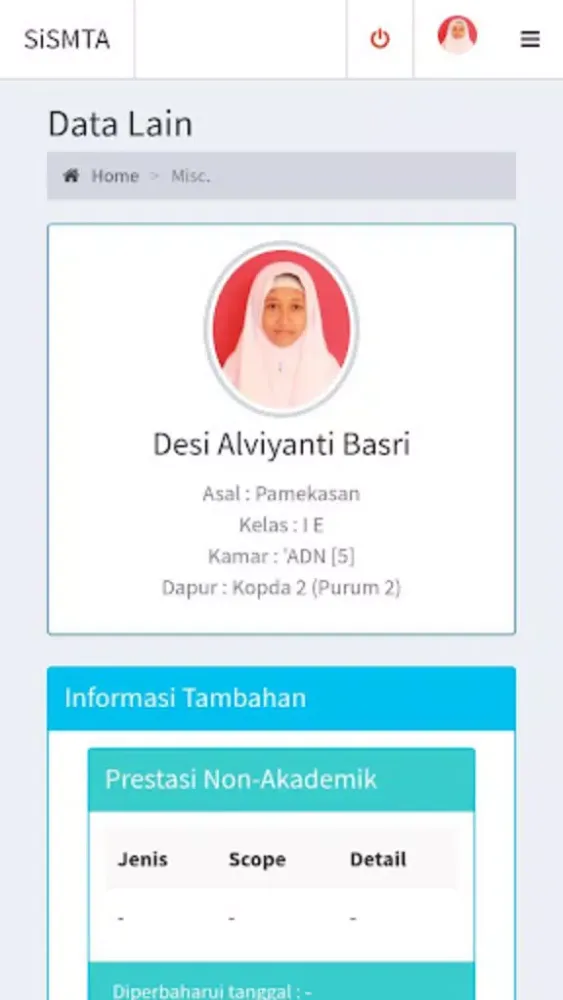 Tangkapan layar SiSMTA