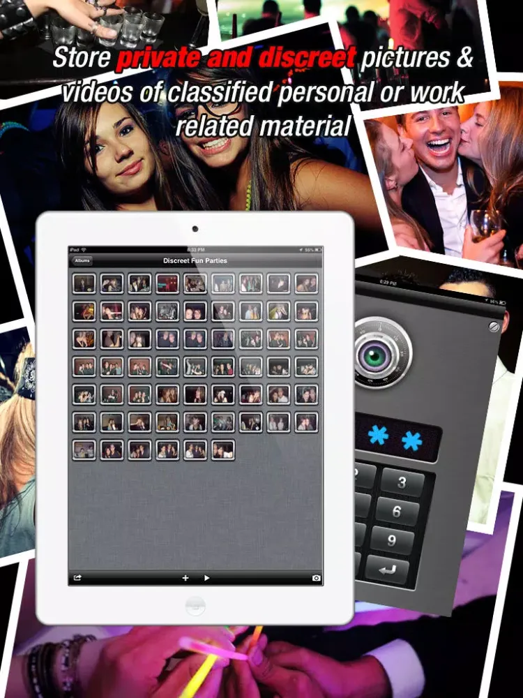 Secret Toolbox - Spy Camera Photos Videos Recorder, Hide & Password Lock Pictures Movies Album Folder, Private Text Message Encryption iPad  Screenshots