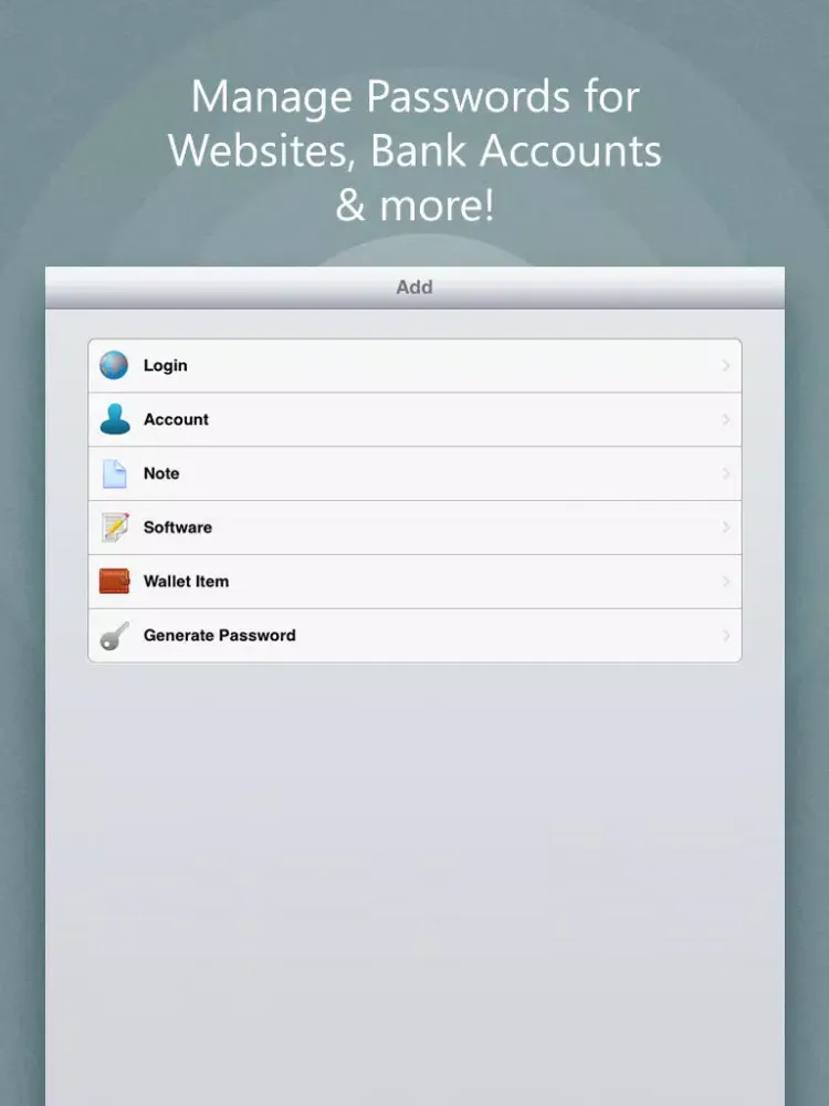 Zrzuty ekranu Universal Password Manager - Digital Wallet Protection to Manage & Secure Passwords iPad 