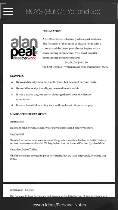 The Alan Peat Pocket App of Exciting Sentences Ekran Görüntüleri