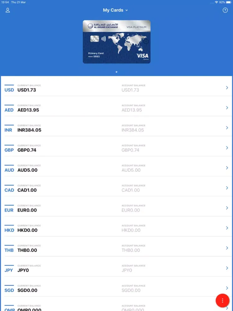 Al Ansari Exchange TravelCard iPad  স্ক্রিনশট