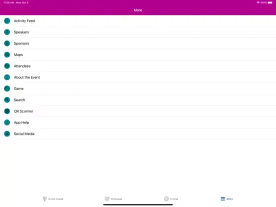 Tangkapan layar ALARM events hub iPad 