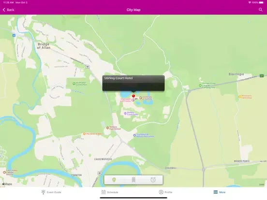 Tangkapan layar ALARM events hub iPad 