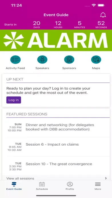 Tangkapan layar ALARM events hub