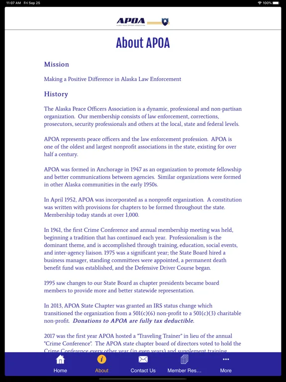 تصاویر Alaska Peace Officers Assoc. iPad 