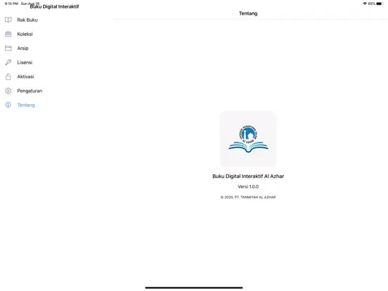 Tangkapan skrin Buku Digital Al Azhar iPad 
