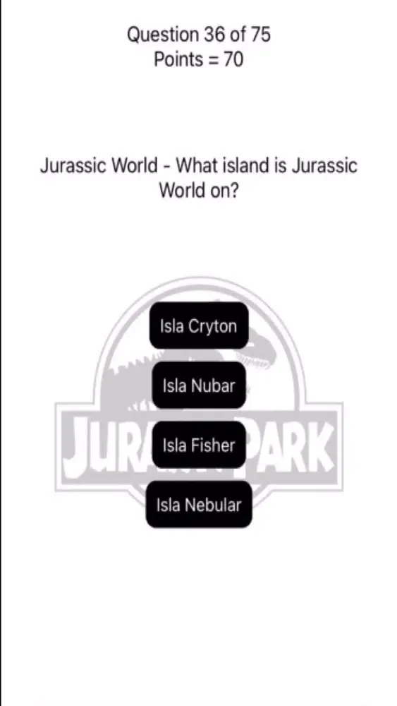 ภาพหน้าจอของ Jurassic Park Quiz