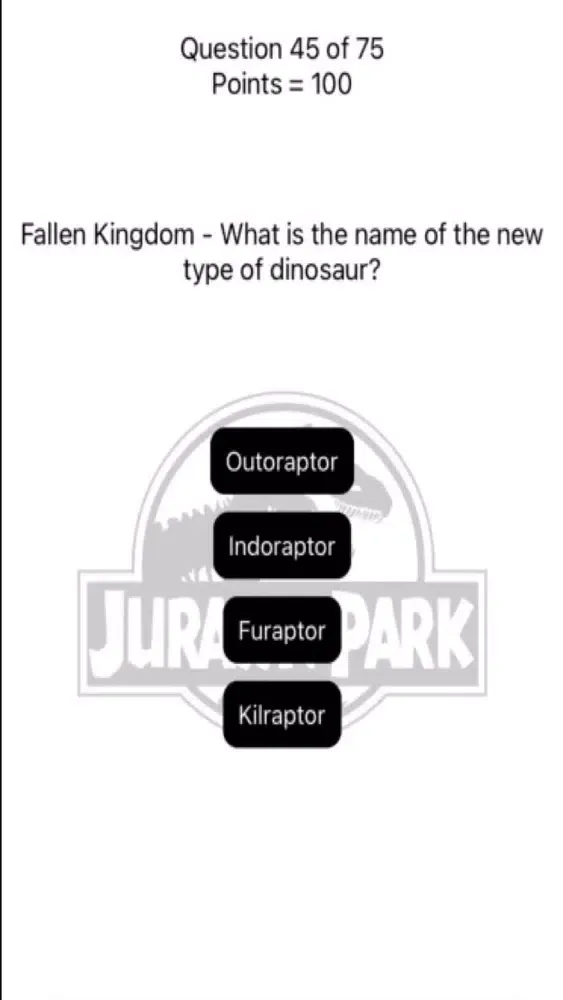 ภาพหน้าจอของ Jurassic Park Quiz