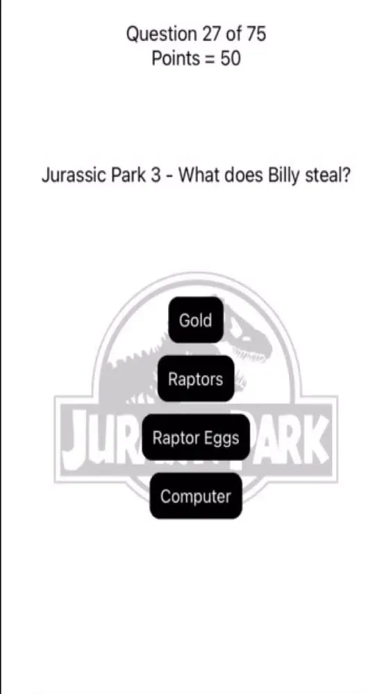 ภาพหน้าจอของ Jurassic Park Quiz
