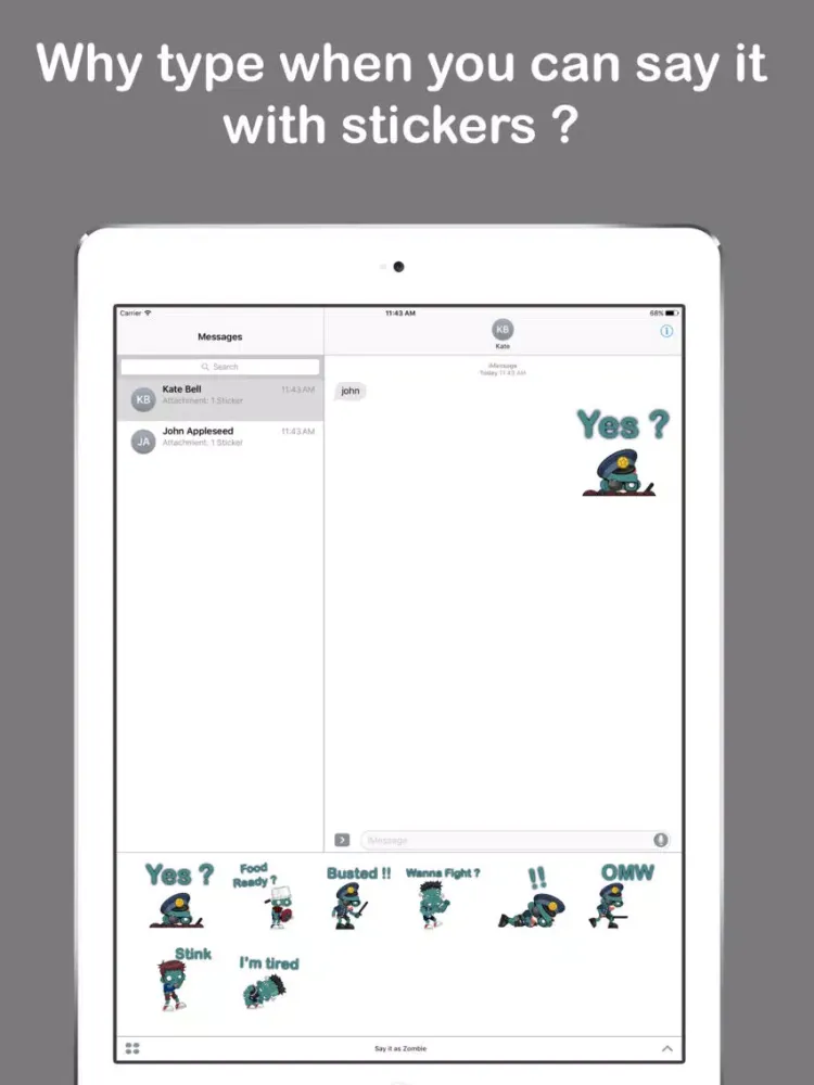 Say it as Zombie Sticker Pack iPad 应用截图