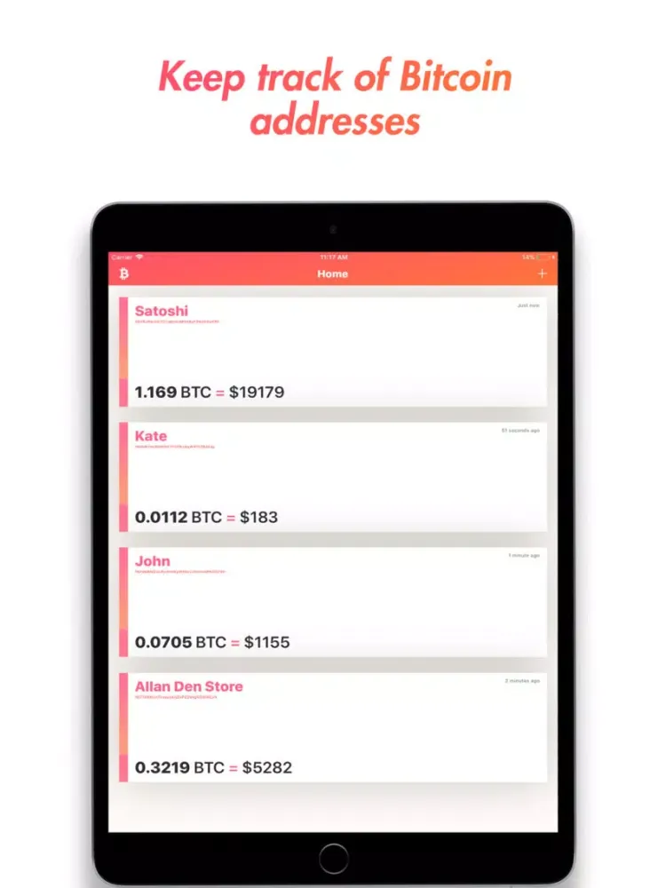Capturas de pantalla de BitAdd: Save Bitcoin addresses iPad 
