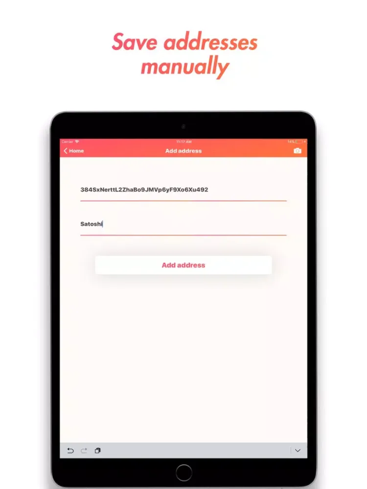 Capturas de pantalla de BitAdd: Save Bitcoin addresses iPad 