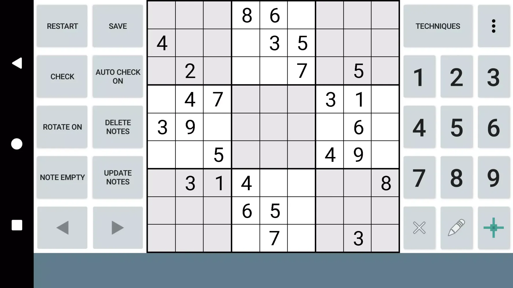 Capturas de tela do Sudoku