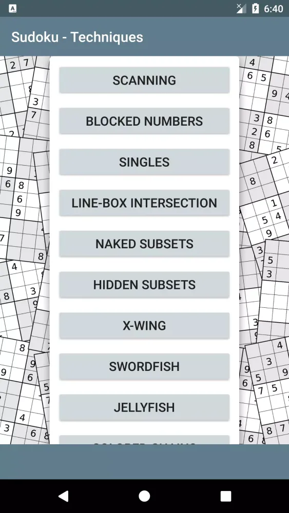 Capturas de tela do Sudoku
