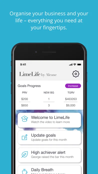 Tangkapan layar LimeLife Goals App for BGs