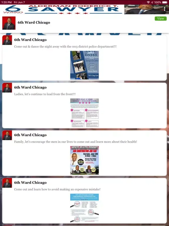 Tangkapan layar Alderman Roderick Sawyer iPad 