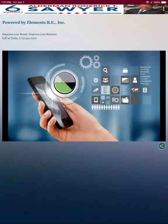 Tangkapan layar Alderman Roderick Sawyer iPad 