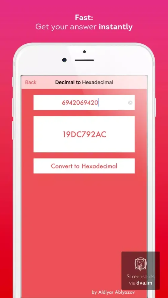 Captures d'écran de Binary to Decimal to Hexadecimal Converter