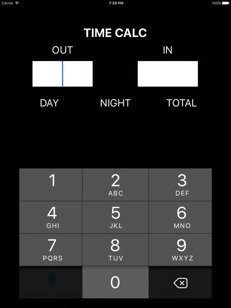 Ảnh chụp màn hình của TimeCalc iPad 