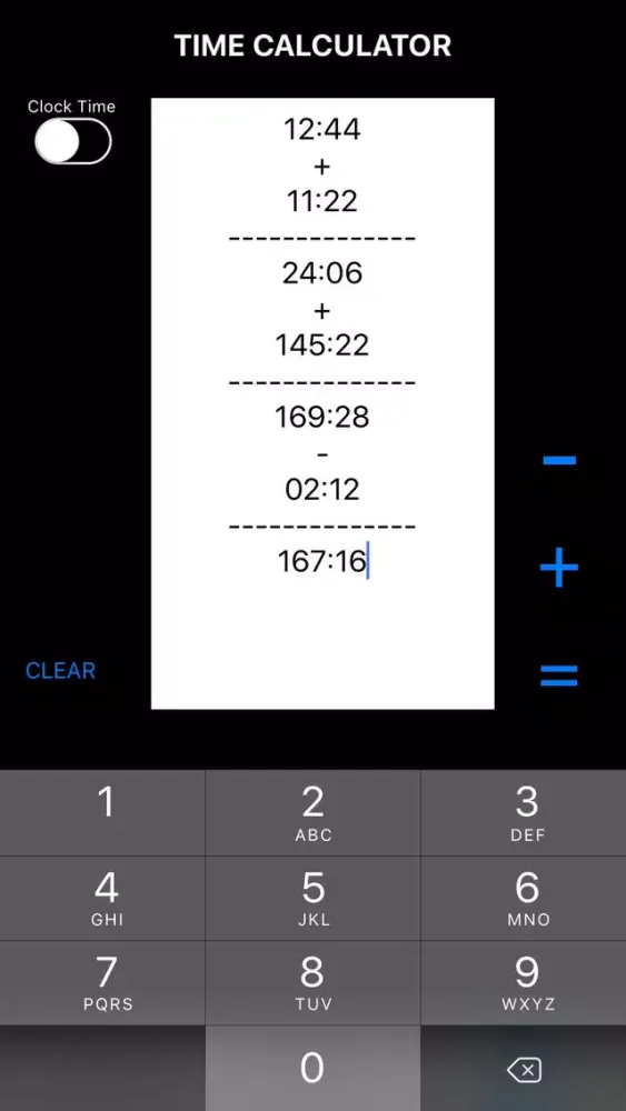 Ảnh chụp màn hình của TimeCalc