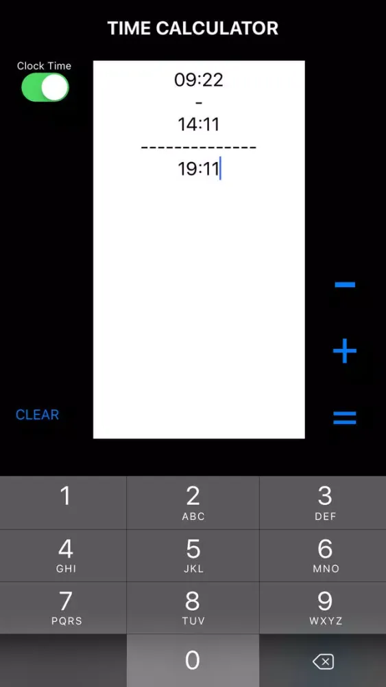 Ảnh chụp màn hình của TimeCalc