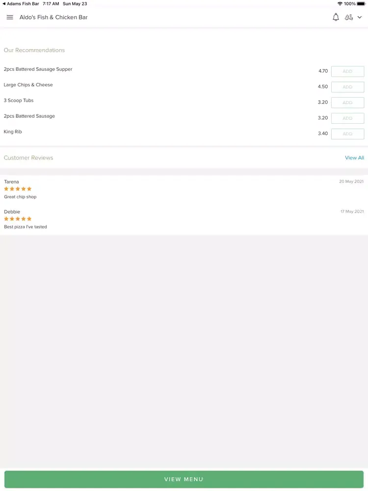 Aldo's Fish & Chicken Bar iPad  スクリーンショット