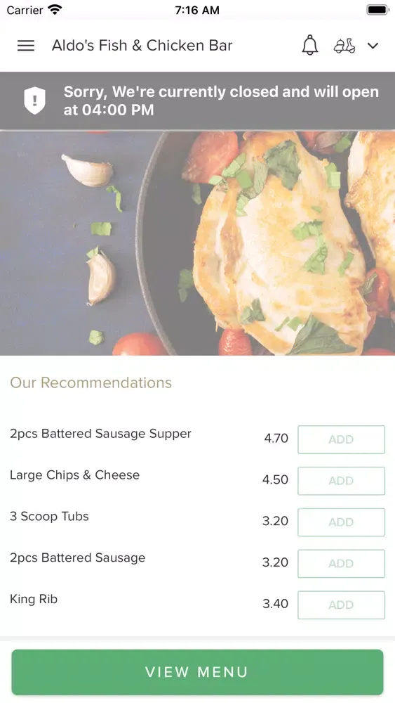 Aldo's Fish & Chicken Bar スクリーンショット