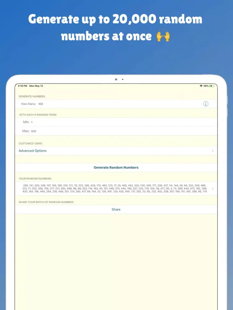 Screenshot di Fast Random Number Generator iPad