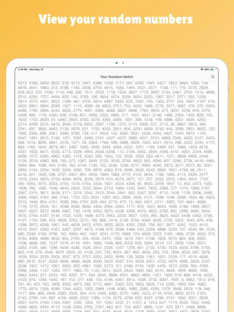 Screenshot di Fast Random Number Generator iPad